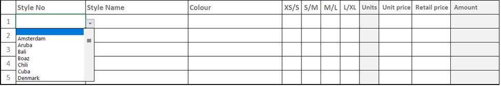 Excel dropdown